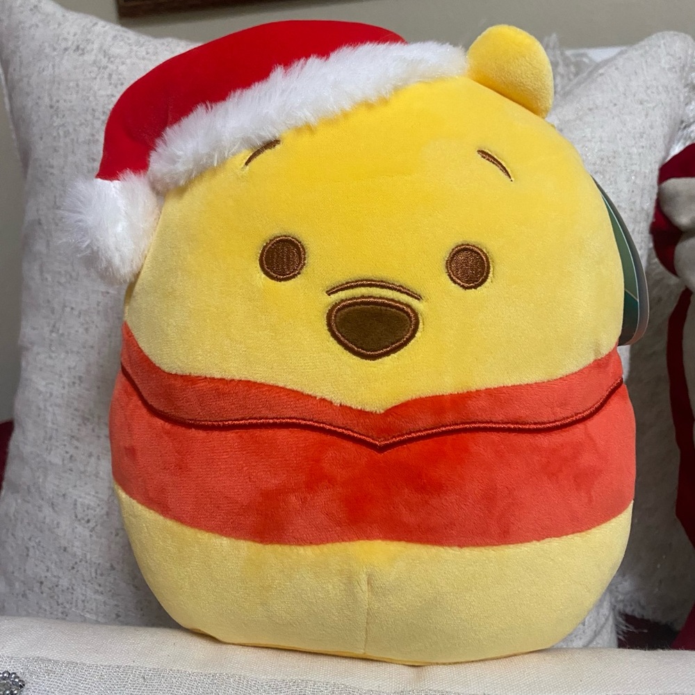 SOLD//Squishmallow 8 inch Disney Winnie The Pooh Christmas Plush